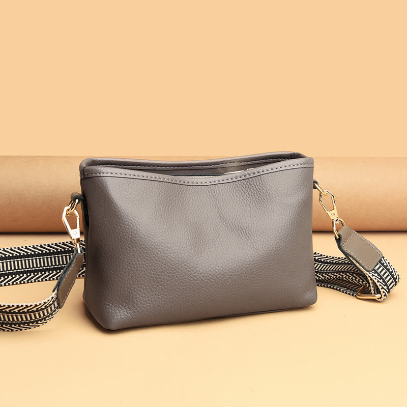 Umhängetasche für Damen, einfarbig, mit Litschi-Muster, Ledertasche