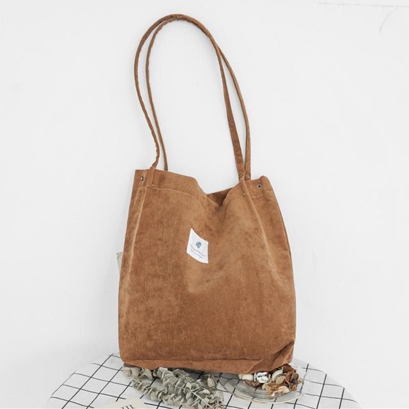 Tragetasche für Damen, großes Fassungsvermögen, Cord-Schultertasche