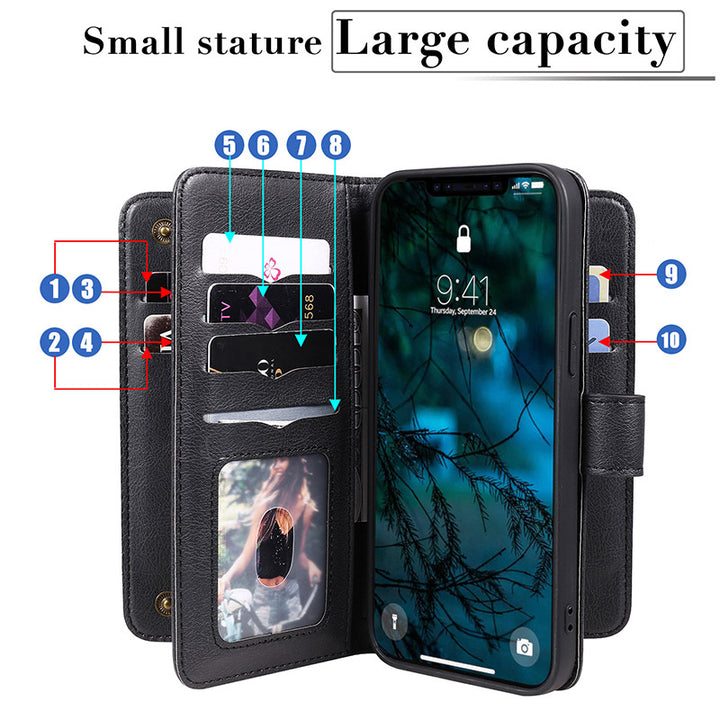 iPhone-Wallet-Hülle, leichtes Flip-Case mit Kreditkartenfach