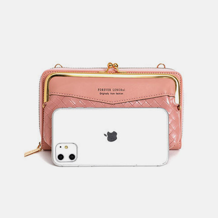 Kleine Umhängetasche Geldbörse Handytasche Damen Mini gewebtes Leder Schultertasche