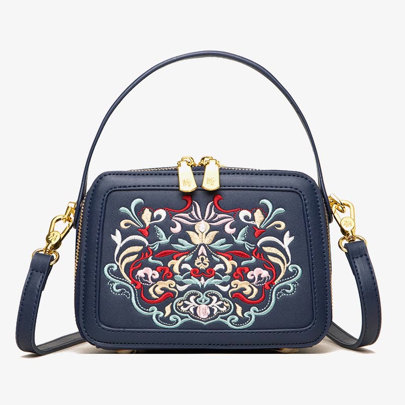 Top-Griff-Tasche für Frauen Vintage Stickerei Folk-Custom Shopping Umhängetasche