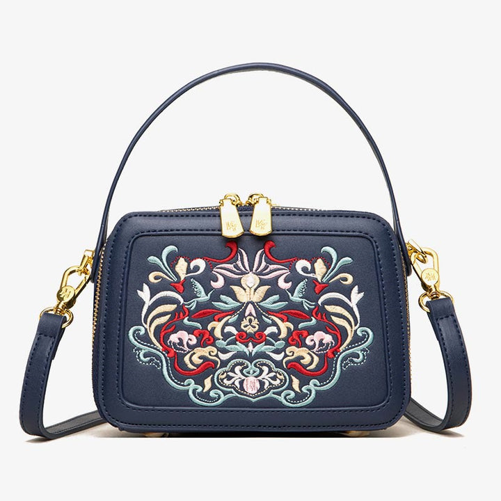 Top-Griff-Tasche für Frauen Vintage Stickerei Folk-Custom Shopping Umhängetasche