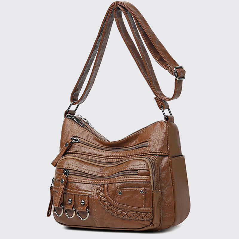 Umhängetasche für Damen, Twist-Muster, mehrere Taschen, Ledergeldbörse