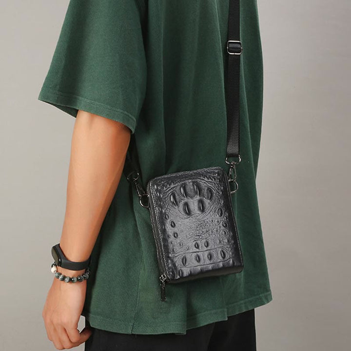 Handytasche mit abnehmbarem Riemen für Damen, Umhängetasche aus geprägtem Leder