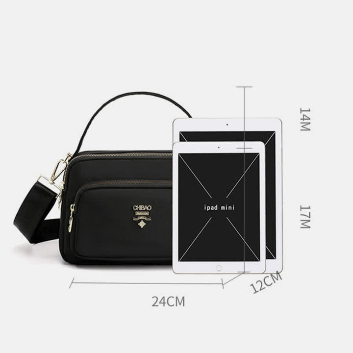 Umhängetasche mit Dreifach-Reißverschluss für Damen, wasserdichte, leichte Schulterhandtasche aus Nylon