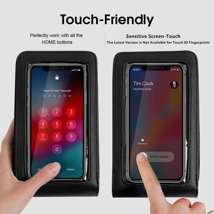 Telefontasche mit mehreren Fächern und transparentem Fenster