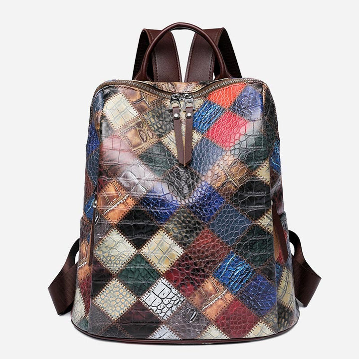 Rucksack für Frauen, Farbe Mosaik, einfaches Gittermuster, Reisetasche