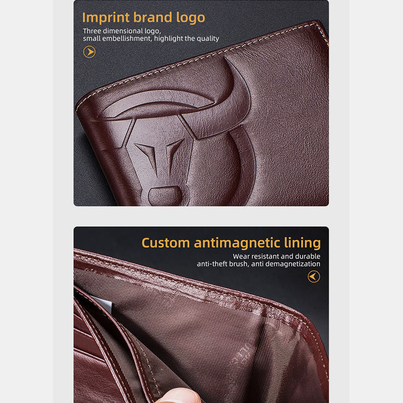 RFID-blockierende Vintage-Geldbörse mit mehreren Steckplätzen und Prägung