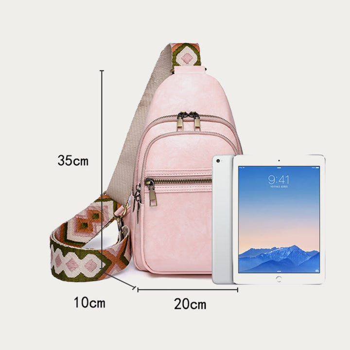 Schultertasche für Damen, breite Riemen, Retro-Umhängetasche aus Leder