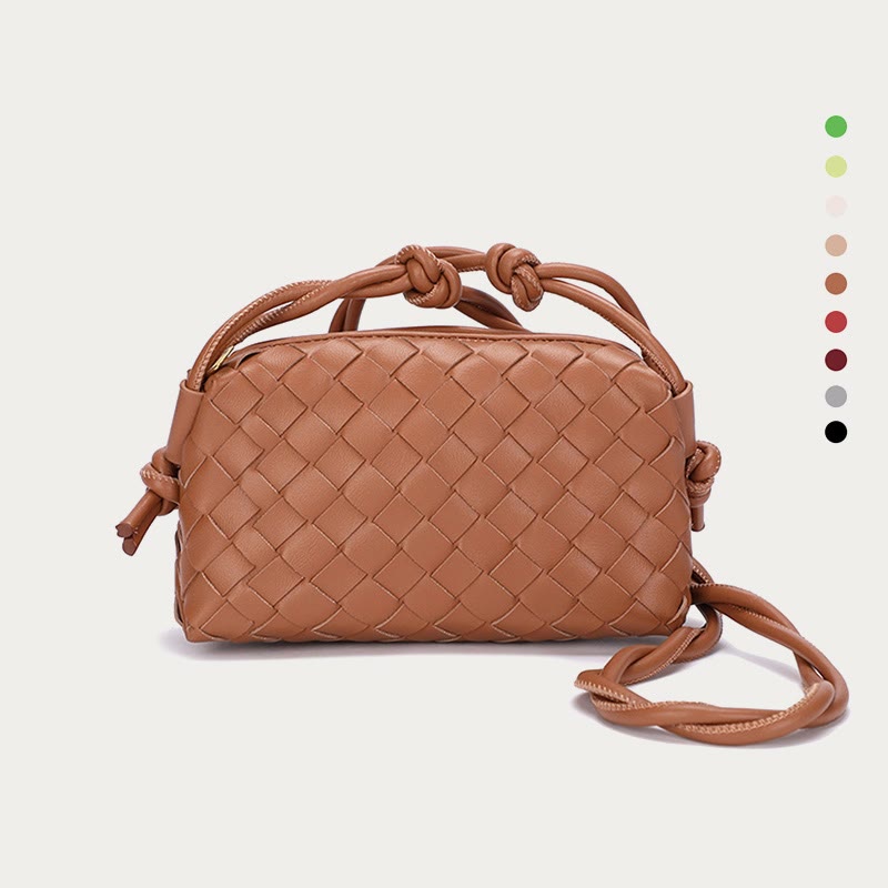 Umhängetasche für Damen, gestrickt, mit Karomuster, Handytasche