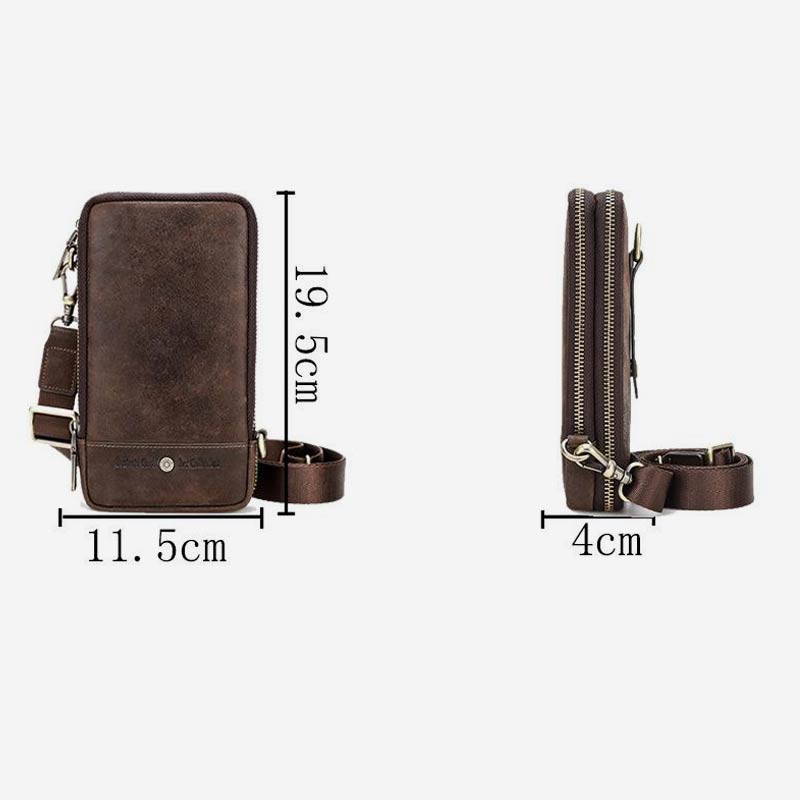 Multifunktionale Vintage-Tasche aus echtem Leder mit großem Fassungsvermögen und Schultergurt 