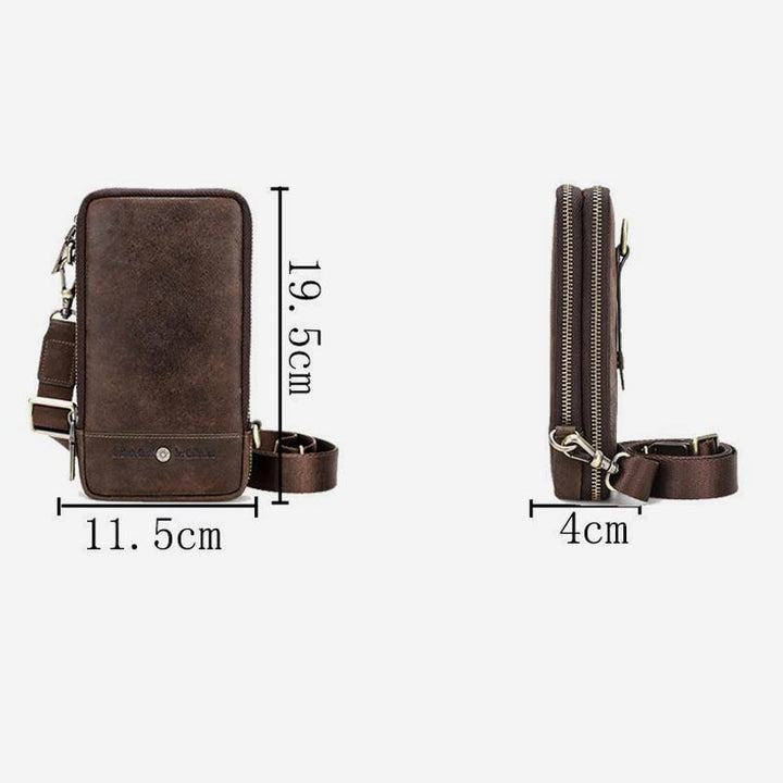 Multifunktionale Vintage-Tasche aus echtem Leder mit großem Fassungsvermögen und Schultergurt 