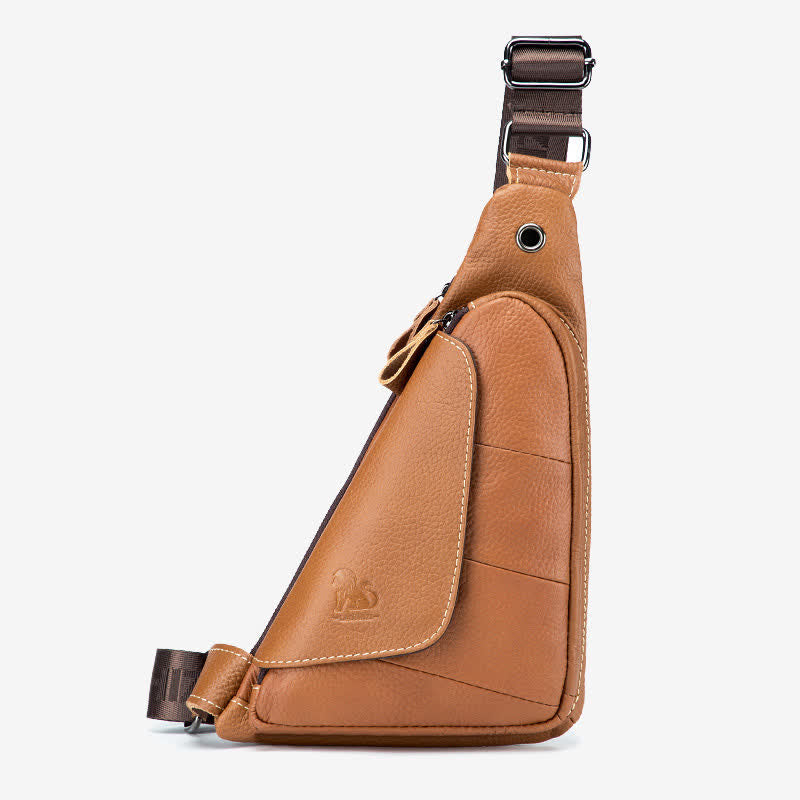Vintage Leder Crossbody Sling Rucksack Brusttasche Reise Wandern Daypack