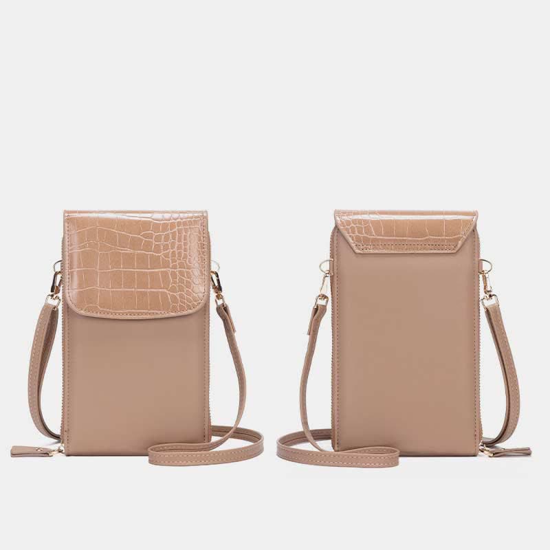 Schlanke, leichte Umhängetasche aus Leder für Damen, Handytasche, Kreditkartenhalter