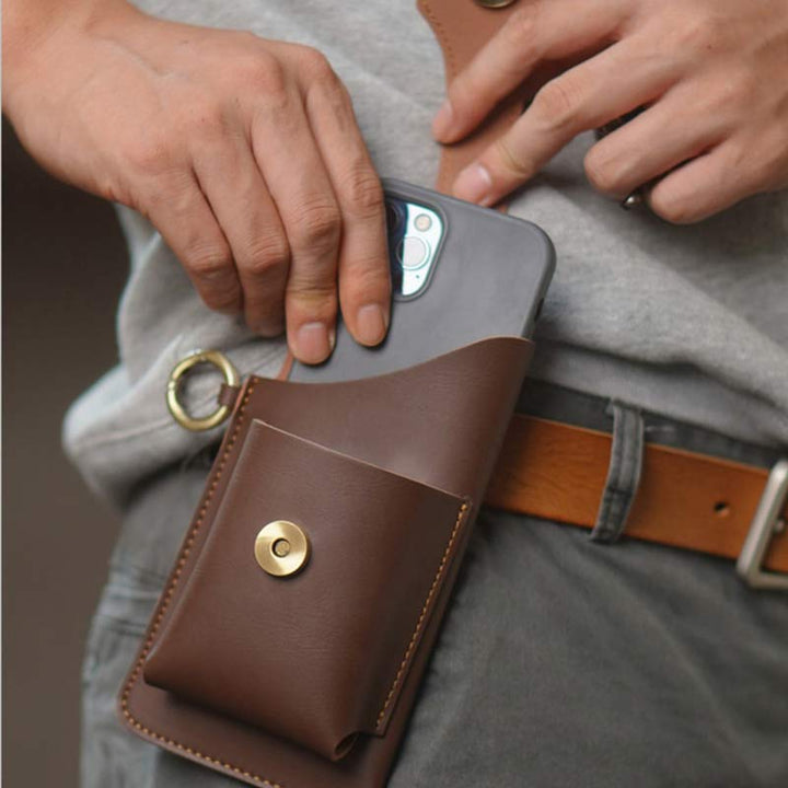 Retro Leder Telefon Holster für Männer Universal Fall Taille Tasche EDC