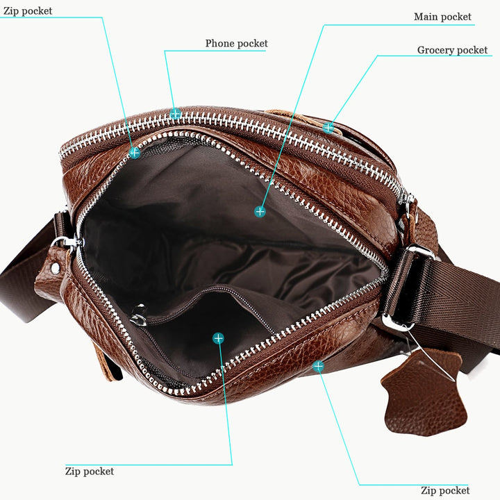Umhängetasche für Herren, minimalistisch, aus echtem Leder, einzelne Schultertasche