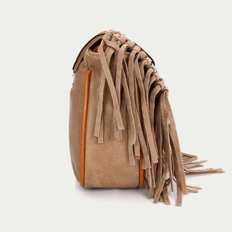 Bohemia Umhängetasche für Damen, Vintage, Quaste, Umhängetasche