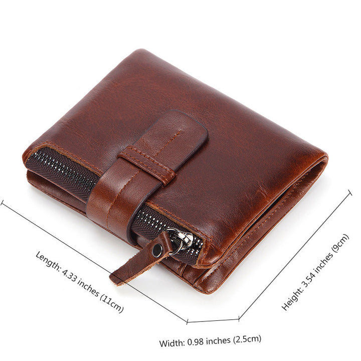 Vintage Echtes Leder Kurze Brieftasche herren Geldbörse Front Tasche Brieftasche