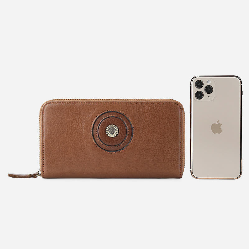 Geldbörse aus echtem Leder für Damen und Herren, einfarbige Clutch