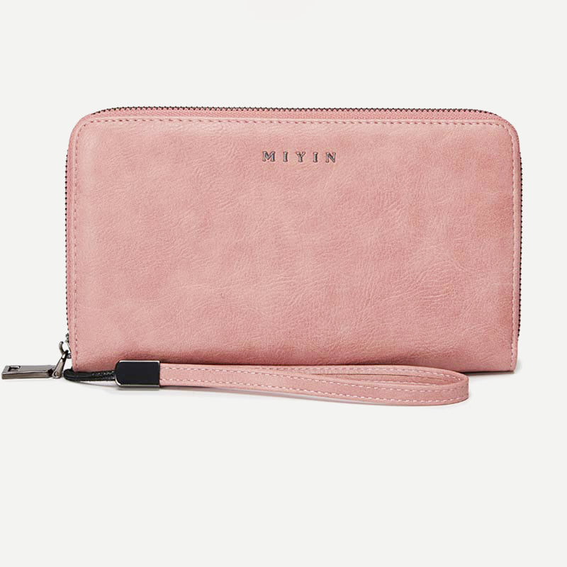 RFID-blockierende Geldbörse für Damen mit Rundum-Reißverschluss, große, lange Clutch mit Handgelenksriemen