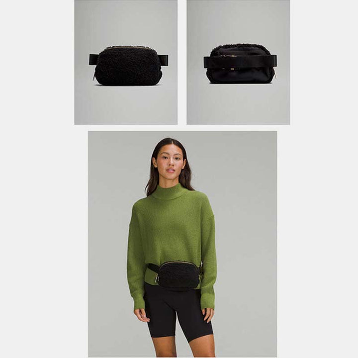 Leichte Hüfttasche für Damen und Herren, weiche und warme Schultertasche aus Plüsch