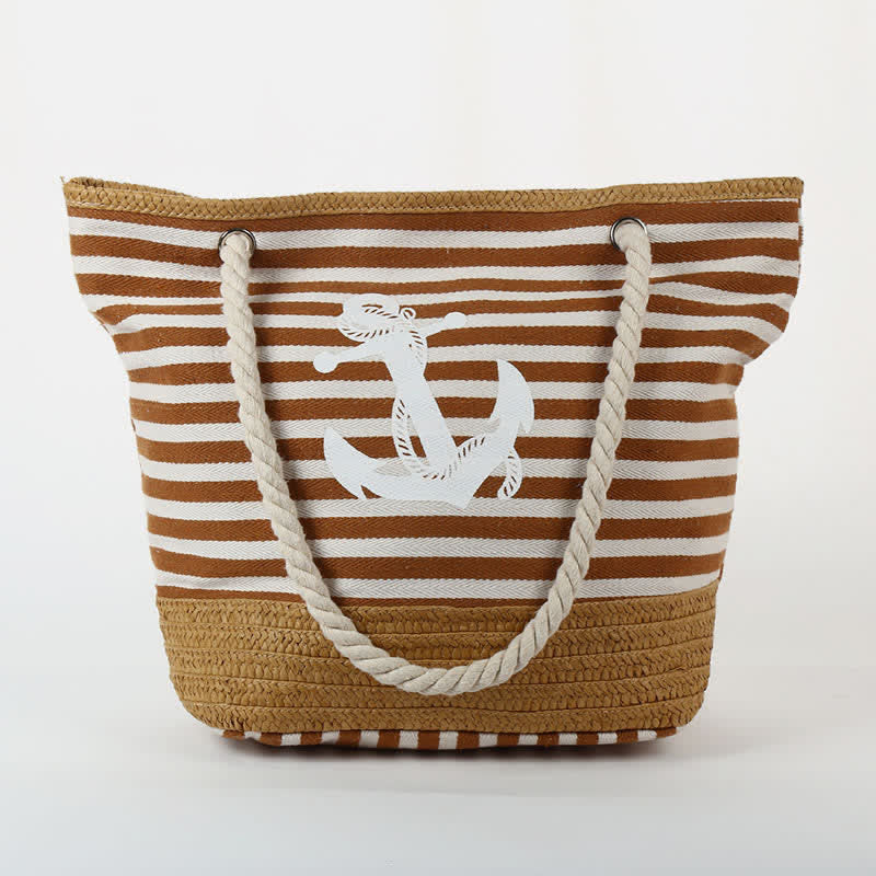 Tragetasche für Damen, großes Fassungsvermögen, gestreift, Strandtasche, Umhängetasche