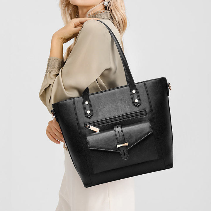 Taschenset für Damen, große Tragetasche, Umhängetasche aus Leder