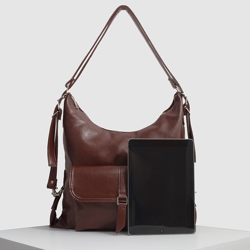 2-in-1-Leder-Tragerucksack, Umhängetasche, Retro-Reise-Tagesrucksack