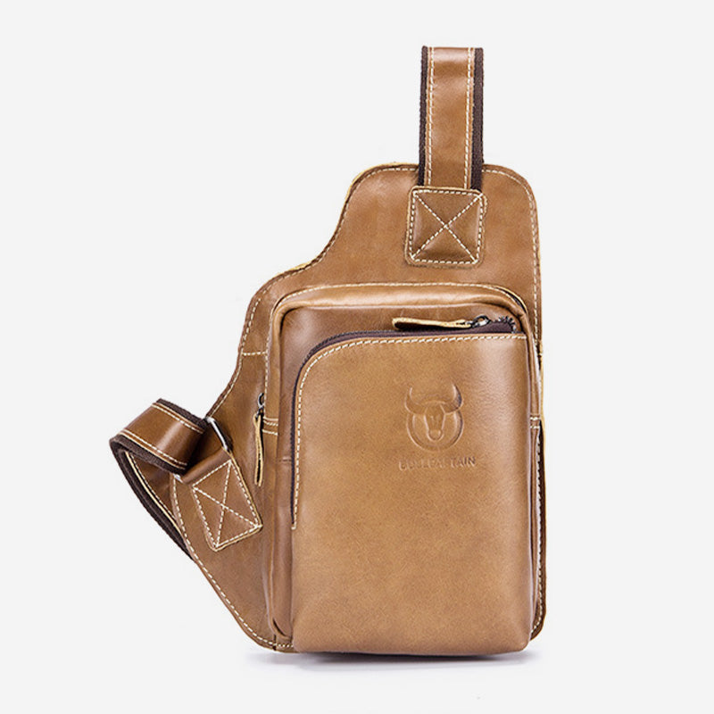 Schultertasche aus echtem Leder mit großem Fassungsvermögen