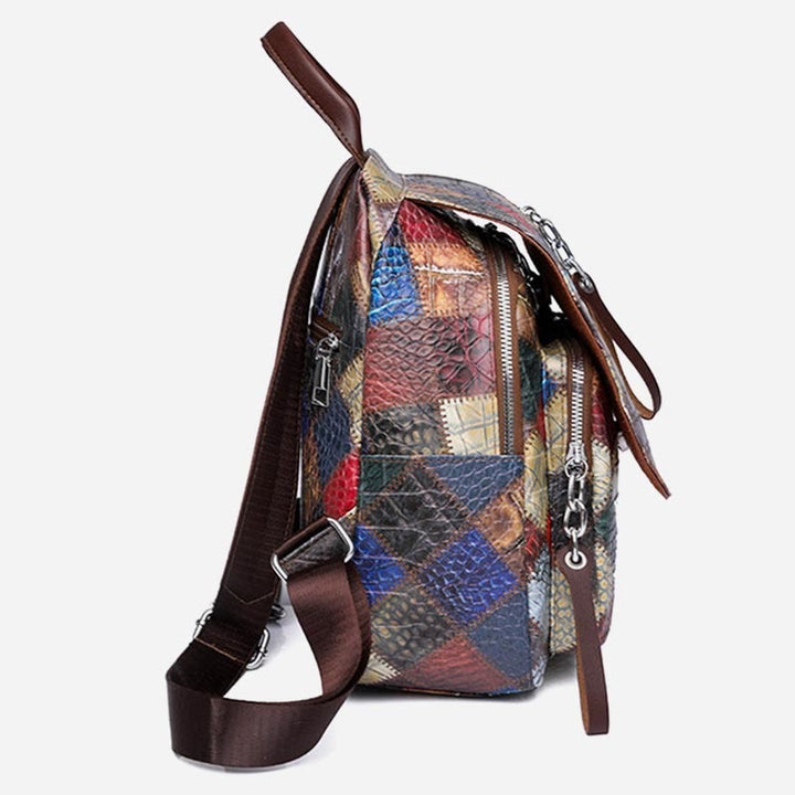 Rucksack für Frauen, Retro, Kontrastfarbe, geometrischer Reiserucksack