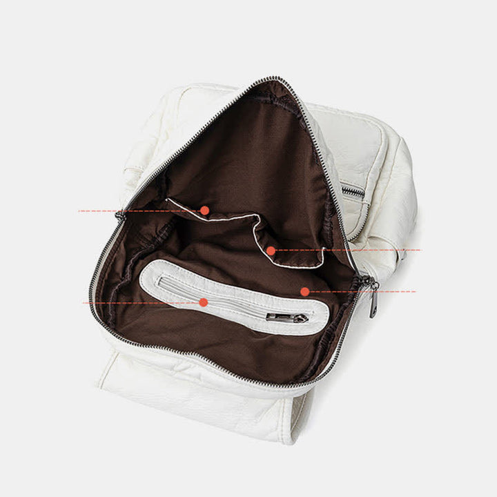 Weicher Leder-Reiserucksack, kleiner, wasserdichter, lässiger Tagesrucksack für Damen