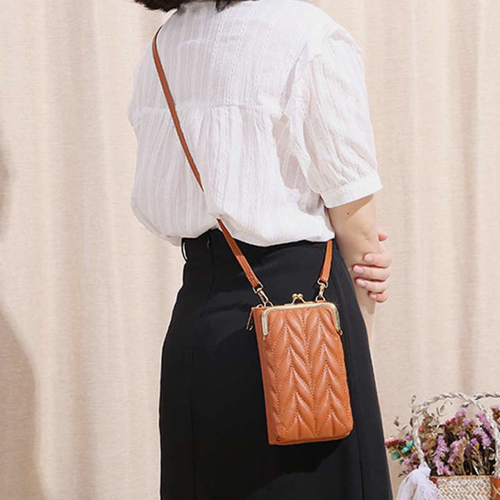 Leder-Handytasche für Damen, große Kapazität, Umhängetasche, Münzgeldbörse