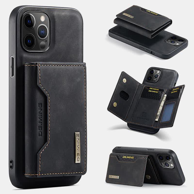 2 in 1 magnetische Brieftasche Handyhülle für iPhone PU Leder Trifold Brieftasche Hülle