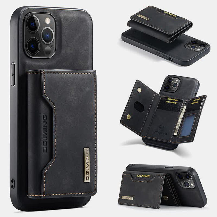 2 in 1 magnetische Brieftasche Handyhülle für iPhone PU Leder Trifold Brieftasche Hülle