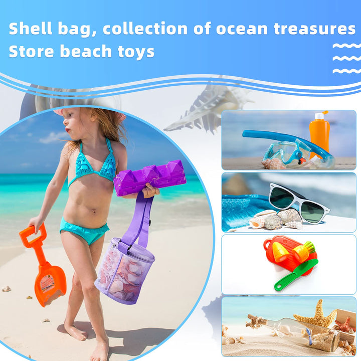 4 Stück Strandtasche für Kinder Sommerferien Muschelsammeltasche