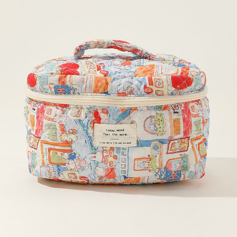 Tragbare Aufbewahrungstasche für Damen, süße, bunte, große Make-up-Tasche