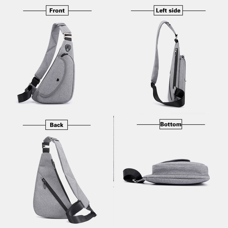 Wasserdichte, leichte, multifunktionale, stahlsichere Schultertasche mit Kopfhöreranschluss