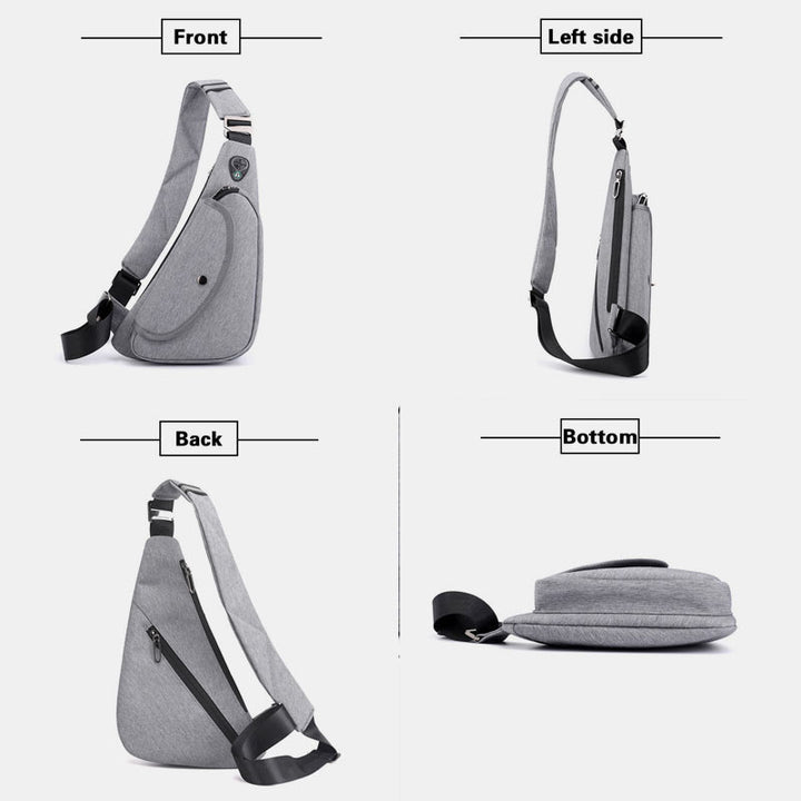 Wasserdichte, leichte, multifunktionale, stahlsichere Schultertasche mit Kopfhöreranschluss