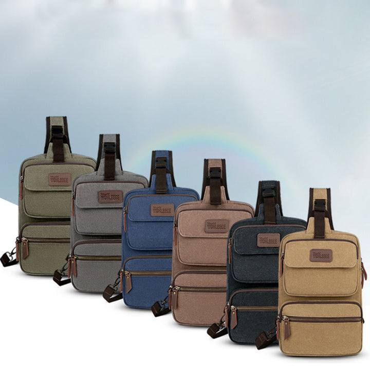 Herren Canvas Sling Bag Multi-Pocket Kratzfeste Umhängetasche