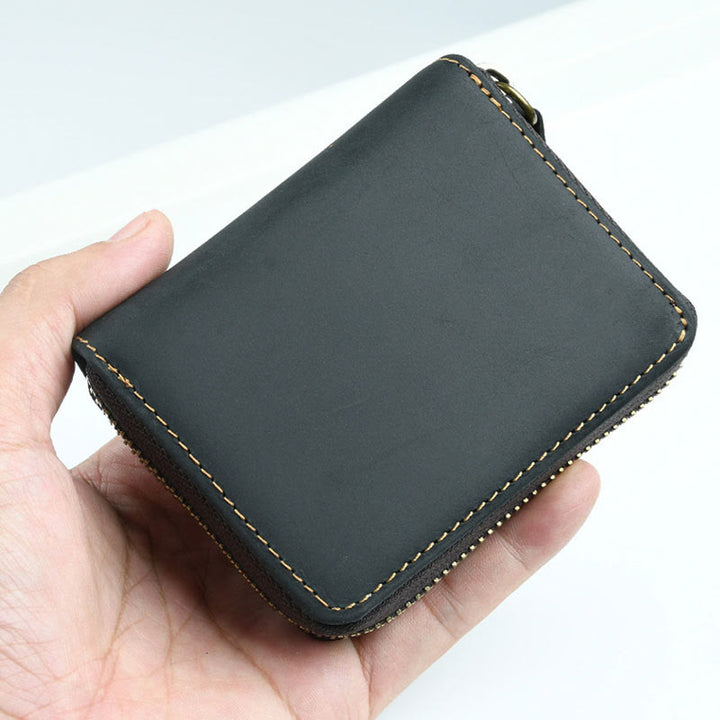 Retro Kurze Brieftasche Aus Echtem Leder Mehrere Slots Orgel