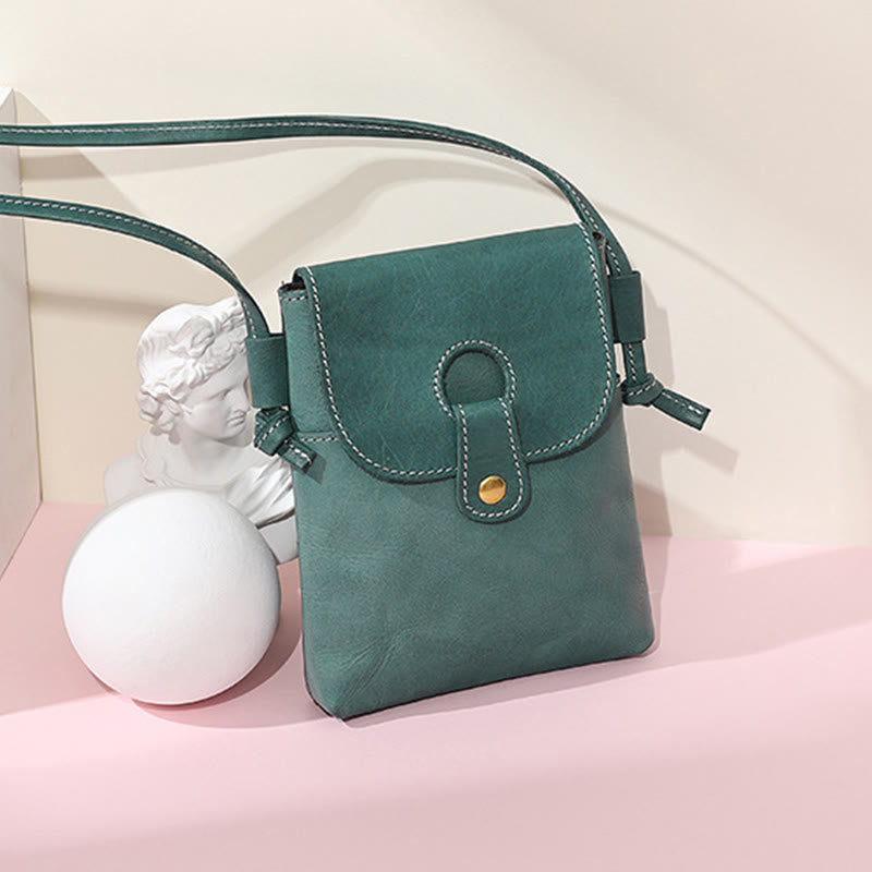 Handytasche für Damen, weiches Echtleder, minimalistische Umhängetasche