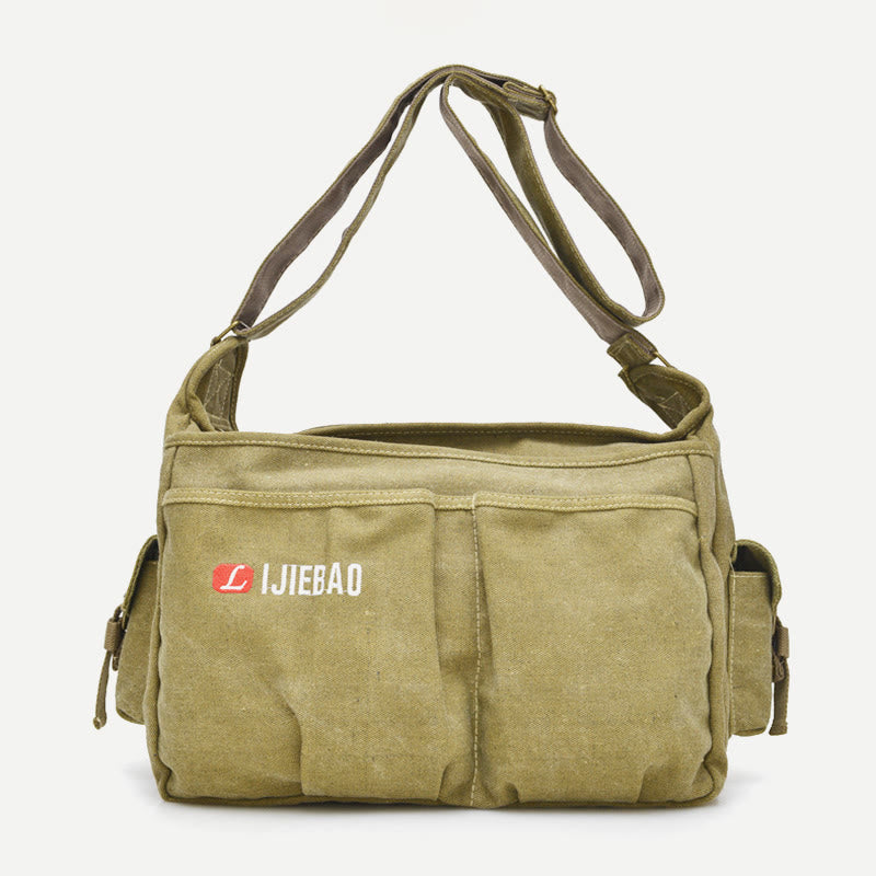 Umhängetasche für Herren, Vintage-Canvas, großes Umhängeset