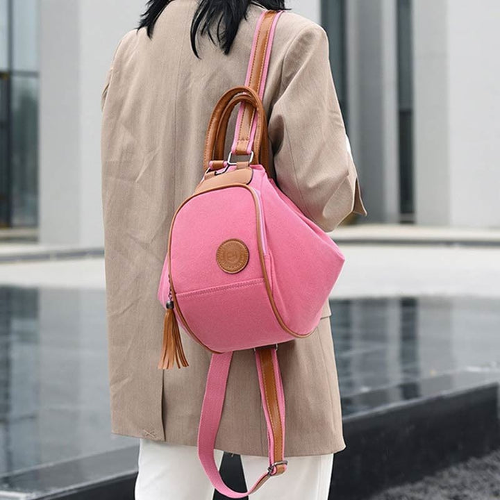 Multifunktionaler Damen-Rucksack mit Quastendekor, tragendem Canvas, Reise-Tagesrucksack