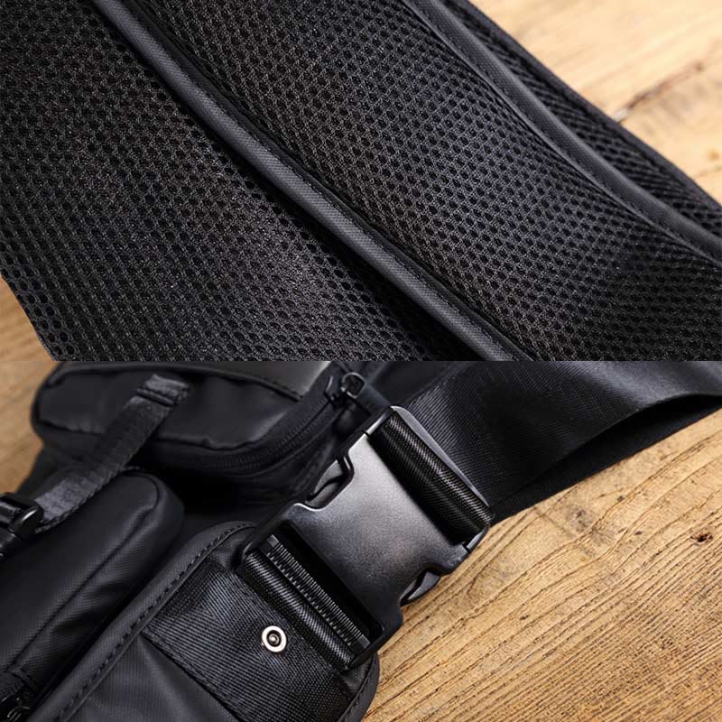 Schultertasche für Herren, Schwarz, großes Fassungsvermögen, minimalistischer Oxford-Umhängerucksack