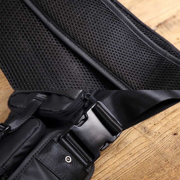 Schultertasche für Herren, Schwarz, großes Fassungsvermögen, minimalistischer Oxford-Umhängerucksack