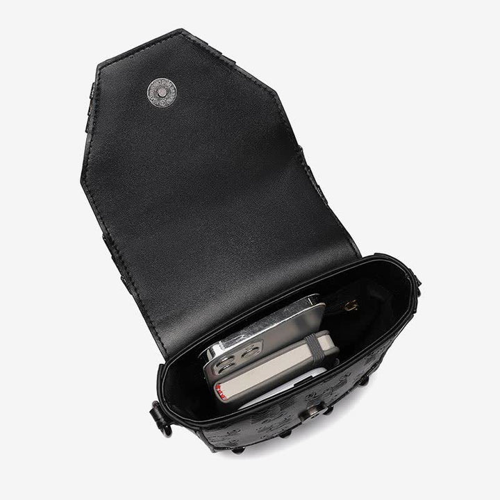 Umhängetasche mit Nieten und Gürtelschlaufe für Punk-Totenkopf und Skorpion