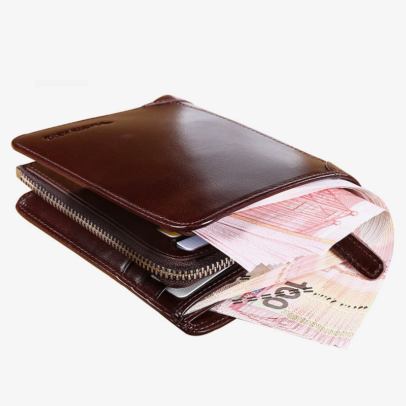 Solide RFID Echtleder Geldbörse Organizer Geldbörse