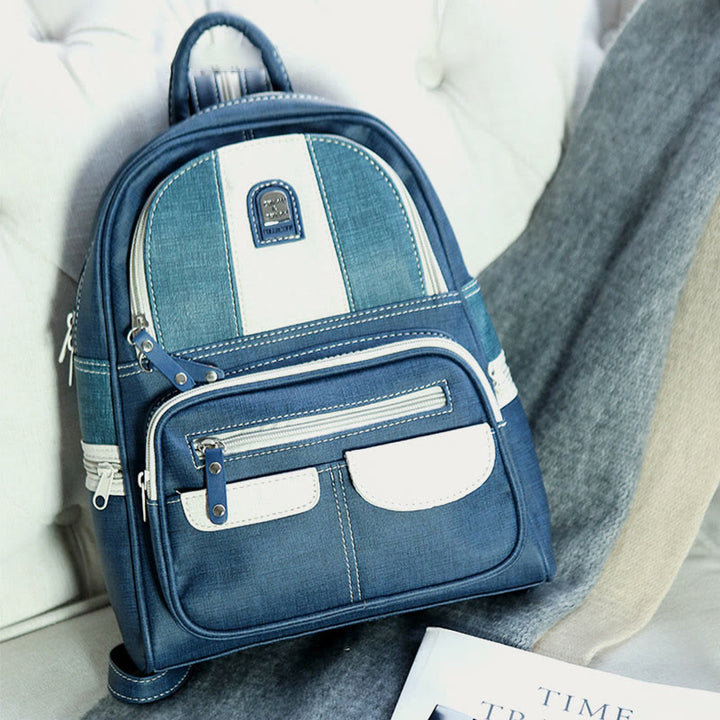 Schultertasche mit Reißverschluss für Damen, Retro, schlichter multifunktionaler Rucksack