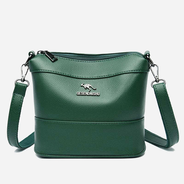 Leder-Beuteltasche für Damen, kleine Umhängetasche mit Crossbody-Gurt