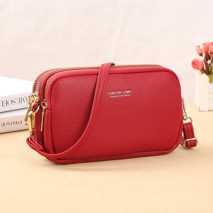 Handytasche mit drei Fächern für Damen, große Umhängetasche